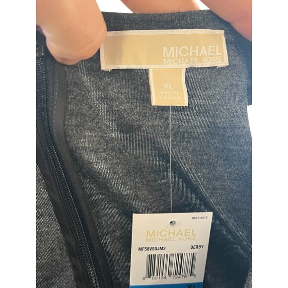 Michael Kors Gray Derby Wool Blend Dress Sz XL NWT $295 Sleeveless Asymmetrical - Picture 7 of 8